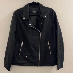 Addition Elle Black Faux Leather Moto Jacket Size 2X